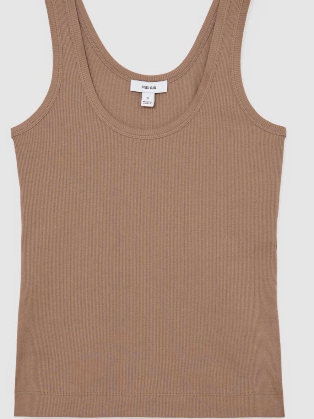 Reiss Stretch-Cotton Ribbed Vest in Taupe Neutral XS